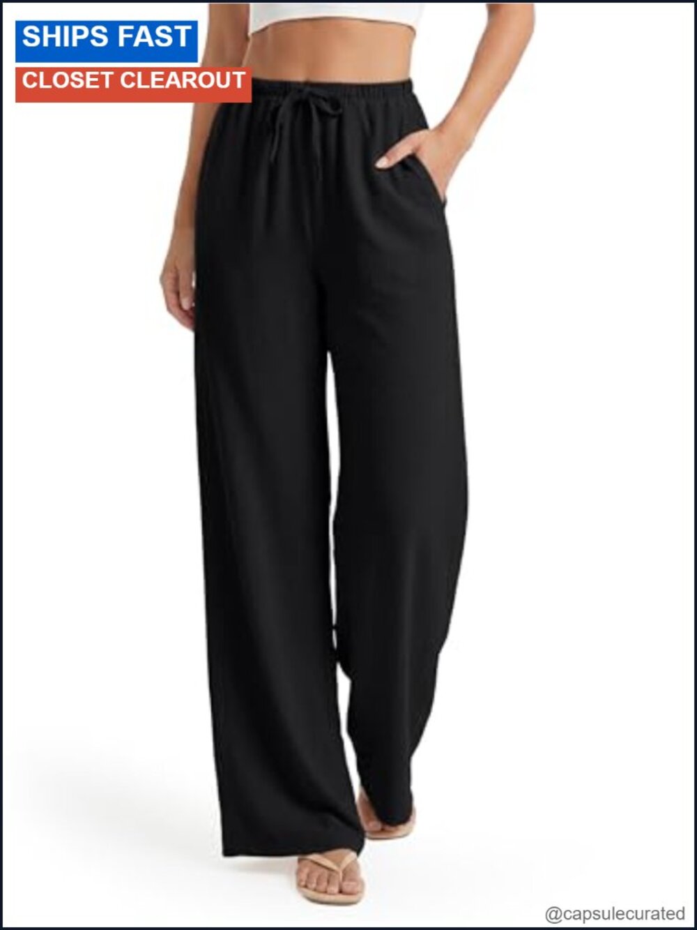 Tall Women Wide Leg Palazzo Summer Pants with Pockets Flowy